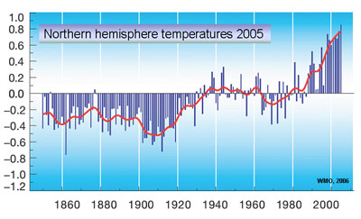 Northern hemisphere temperatures 2005