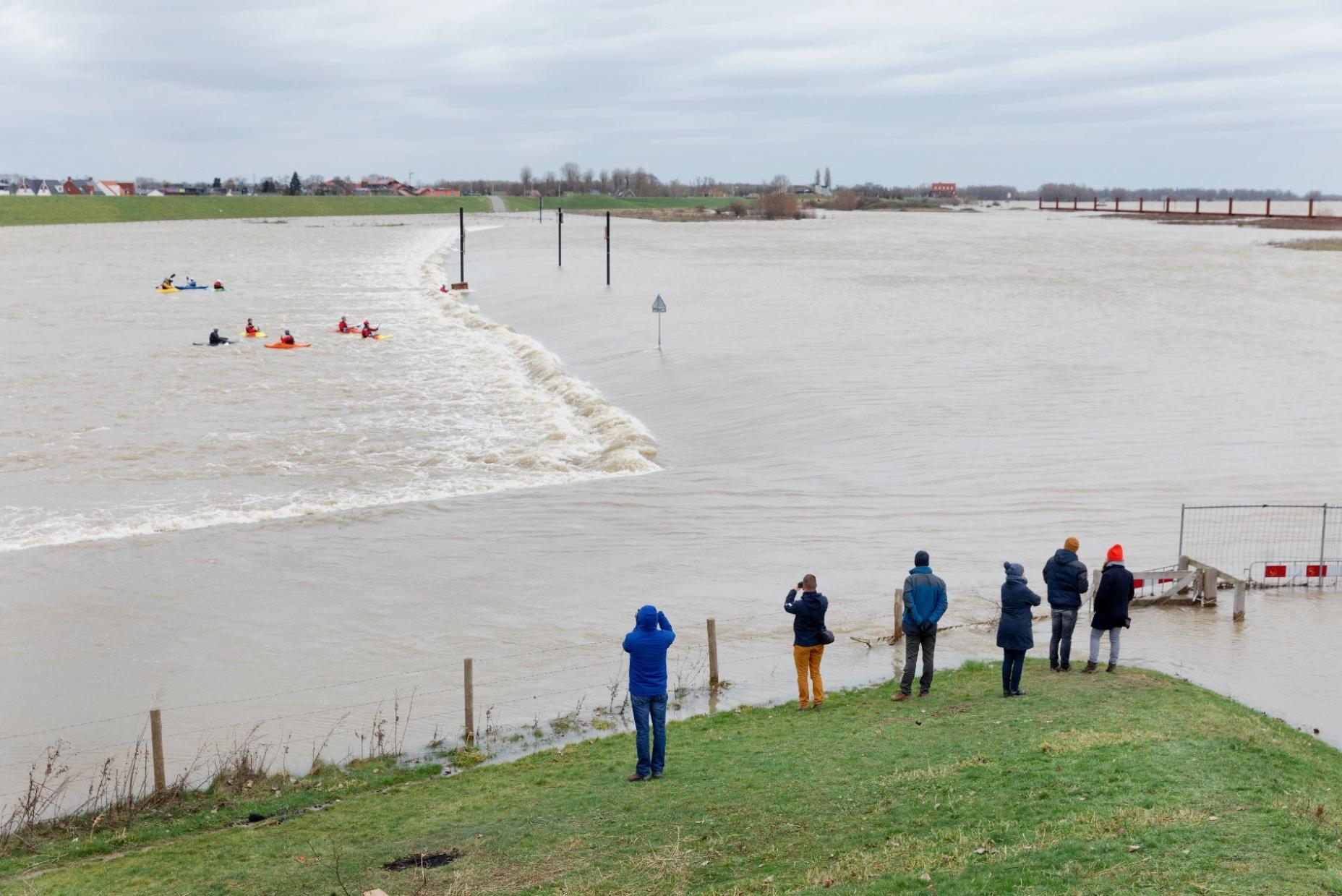 Flood-water Waal near Nijmegen on 09.02.2020