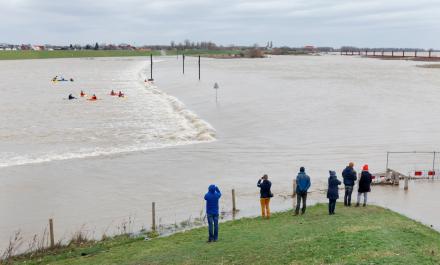 Flood-water Waal near Nijmegen on 09.02.2020